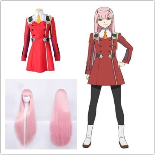 Anime Game DARLING Zero Two Cosplay Costume Dress DARLING in the FRANXX 02 Cosplay Costume Women Cosplay Sexy Dress Headband Wig