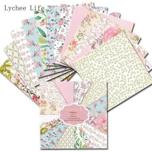 Lychee Life 12Sheets Rose Flower Scrapbooking Paper Packs Scrapbook Background Paper 12inch For Card Making Diy Home Decoration