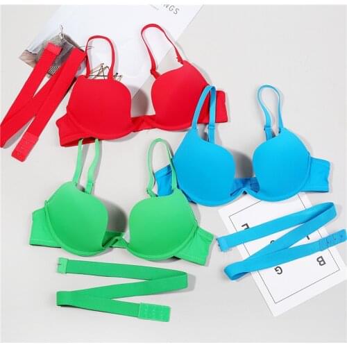 Deep U Low Cut backless bra Women Lingerie Invisible Convertible casual Bra Sexy Plunge open Cup Push Up Bra Invisible Back bra