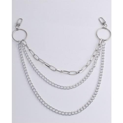 Women Multi-Layer Waist Chain Simple Geometric Nightclub Hip Hop Style Pants Chain MenS Pant Keychain Ring Clip Jewelry