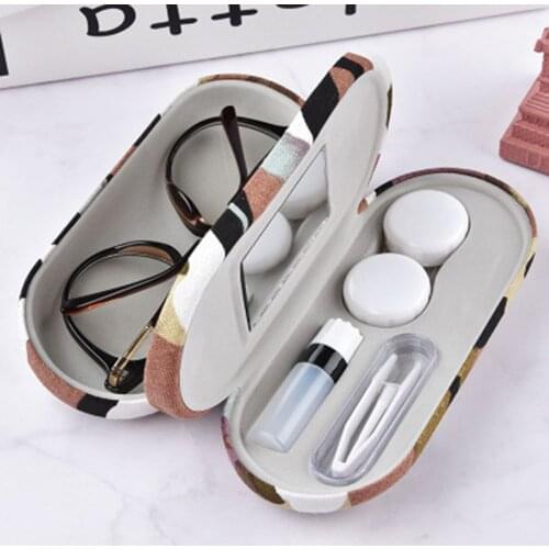 2 In 1 Double Layer Dual Use Glasses Case Multi-purpose Portable Sunglasses Eyewear Contact Lens Case Travel Glasses Bag Box