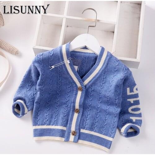 Toddler Boys Cardigan Sweater 2021 Autumn Winter Children Knitted Jacket V-Neck Striped Baby Clothes Kids Sweaters Coat 0-5y