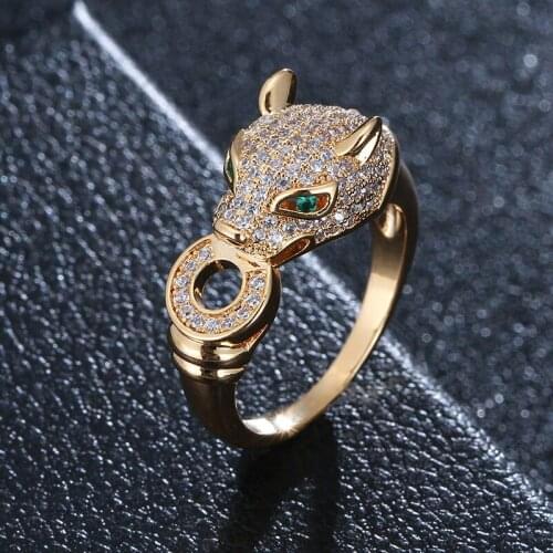 European and American fashion leopard head ring female ins explosive models cheetah head jewelry ring jewelry index finger ring