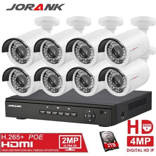 Full HD 8CH 1080 P POE NVR Kit 8 PIECES 2.0MP 3000TVL PoE Ip Camera P2P Cloud Service System Video surveillance