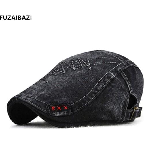 FUZAIBAZI Fashion New Mens Autumn Winter Cotton Berets Snapback Adjustable Size Embroidery Visor Leisure Sports Tongue Caps