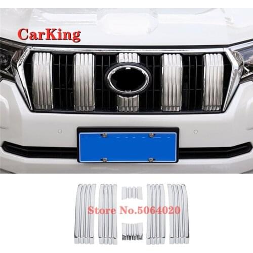 ABS Chrome For Toyota Land Cruiser Prado LC150 2018 Car Head Grille Fence Decoration strip Cover Trim car styling 6PCS