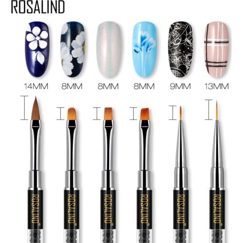ROSALIND Manicure Brush Kolinsky Acrylics Nails Polish Painting Extension Pen For Gel Six Styles Nail Supplies Decoration Tools