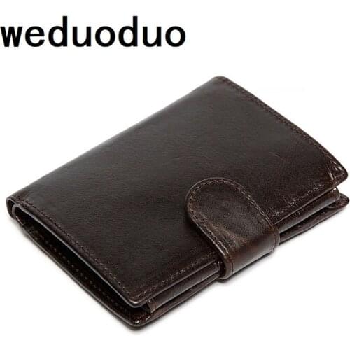 New Real Leather Wallet Men Organizer Wallets Vintage Genuine Leather Cowhide Short Mens Wallet Purse With Coin Pocket