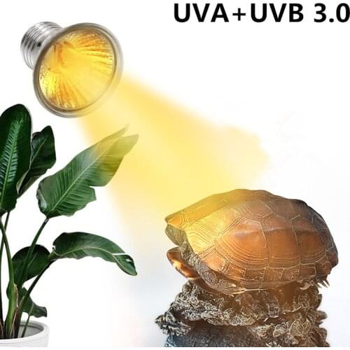 Reptile Heating Lamp Bulb Aquarium Basking Light Bulb Heat For Turtle Lizard Snake Temperature Controller 25/50/75W UVB+UVA3.0