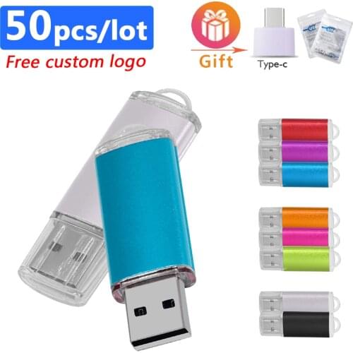 50pcs/lot Usb Metal Flash Drive 2.0 External Storage Flash Memory USB Stick