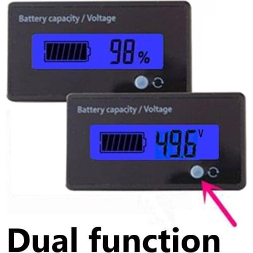 Multifunctional Battery Capacity Monitor 48V LCD Battery Fuel Gauge Indicator Meter for Lead-acid Battery Motorcycle Golf Cart