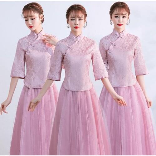 Fashion Sleeve Embroidery Vintage Modern Traditional Satin Chinese Dress Qipao Cheongsam Chinese Wedding Dress Cheongsam Dress