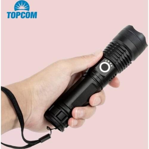 TOPCOM Powerful 10W 5-Mode Light XHP-50 Rechargeable Flashlight Indicator Zoom Tactical Light Latern For Camping Fishing Hunting