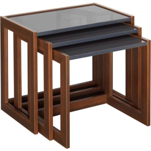 Msm Triple Nesting Table Anthracite Top / Red Wood Leg DP0002