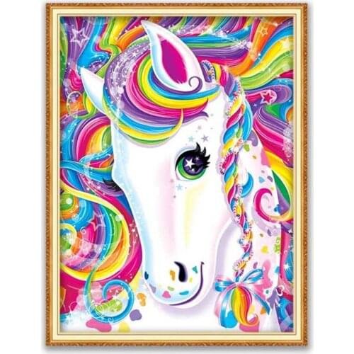 Cartoon Unicorn DIY Embroidery 11CT Cross Stitch Kits Needlework Craft Set Cotton Thread Printed Canvas Home Decoration For Room
