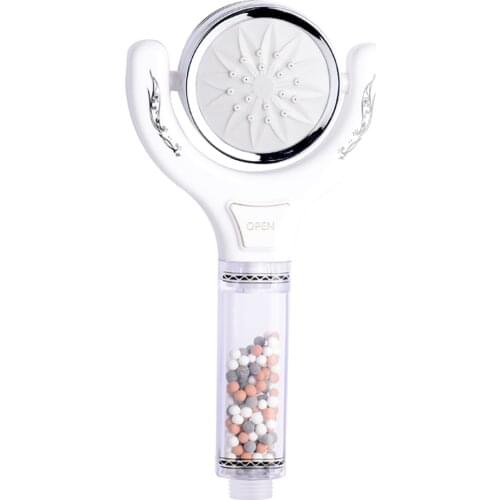 New Arrival Skin Health High Pressure Two Sides Filter 360 Degrees Rotatable Mineral Stone Shower Head With Button