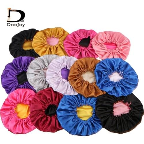 20 color choice custom logo printing satin Reversible Double Layer Sleep Women Silk Bonnets wrap edge control headband fr
