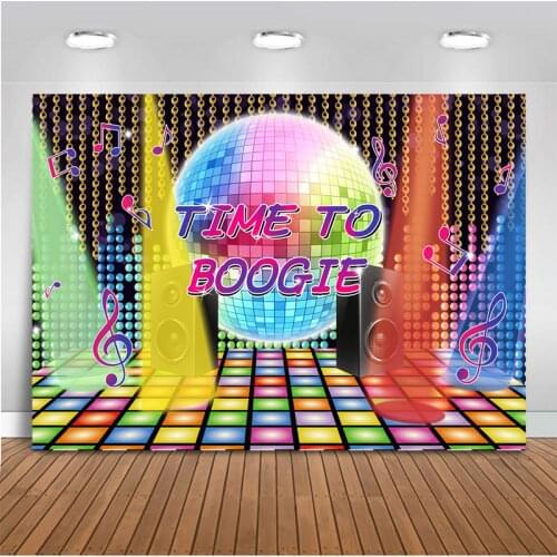 Time to Boogie Party Photography Backdrops Sound lighting Golden Bead Multicolored Background Curtain Studio Photo Backdrop