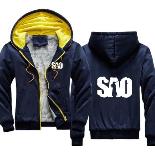 Plus velvet thickening new Mens pullover winter SAO Sword Art Online print Anime COS Clothing high quality Cotton Mens jackets