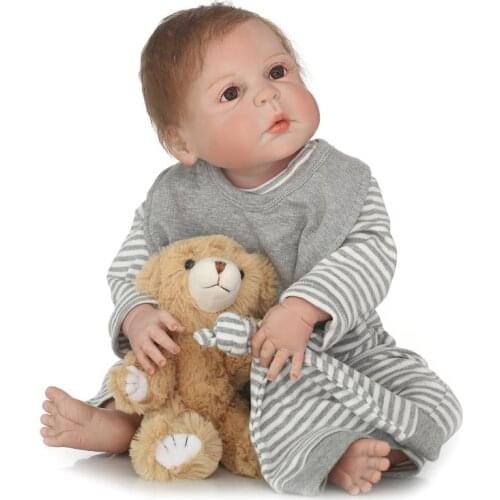 NPKCOLLECTION Lifelike 23Inch Reborn Baby Dolls Full Silicone Vinyl Body Babies Doll Waterproof Girl Toys Gifts Bebes Reborn