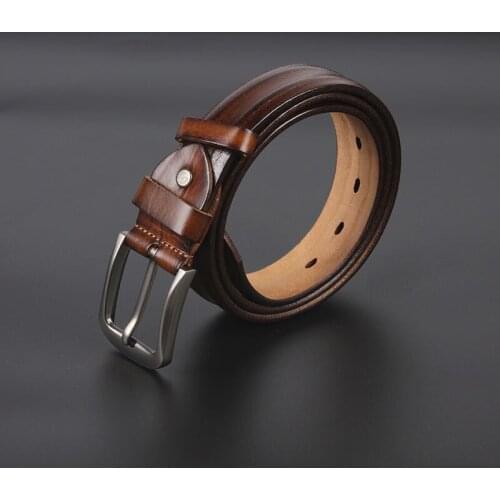 New Leather Cowhide Mens Belt Fashion Metal Alloy Pin Buckle Adult Luxury Brand Jeans Business Casual Waist Male Strap Brand