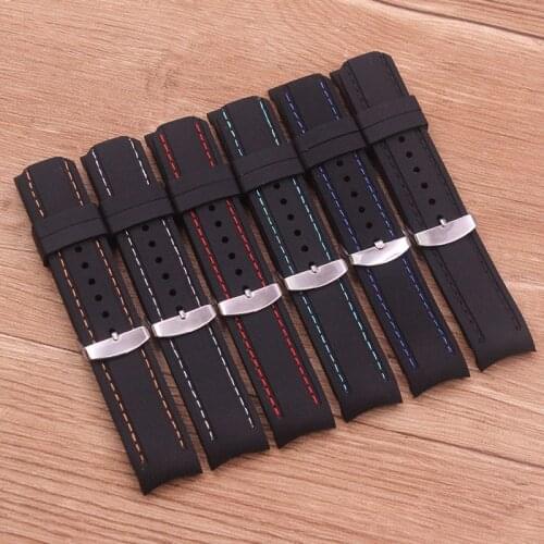 Watch Accessories Elbow Silicone Rubber Strap 22mm Outdoor Sports Watch Belt Waterproof Breathable Men Womens Watch Strap