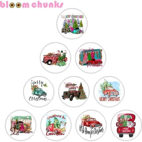 Christmas car tree 12mm/18mm/20mm/25mm Round glass cabochon flat back Making snap button B7348
