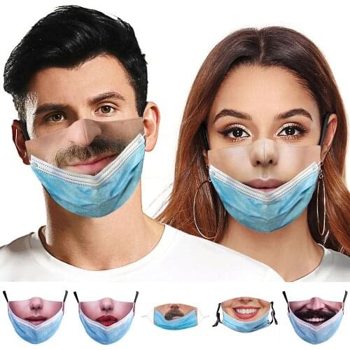 Funny Adult Cosplay Unisex Masks Wear Mask Face-Mouth Scarf Decoration Dustproof Reusable Women Men Cotton Halloween Mask