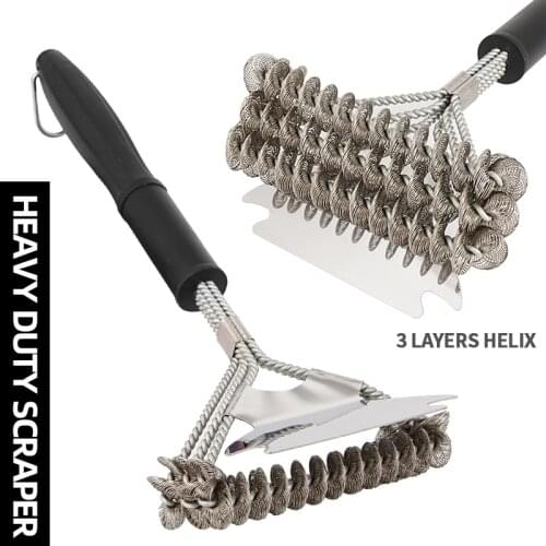 Steel Wide Skewers BBQ Grill Brush and Scraper BBQ Cleaner Brush Perfect Tools Grill Cleaning Brush Ideal Barbecue Accessories
