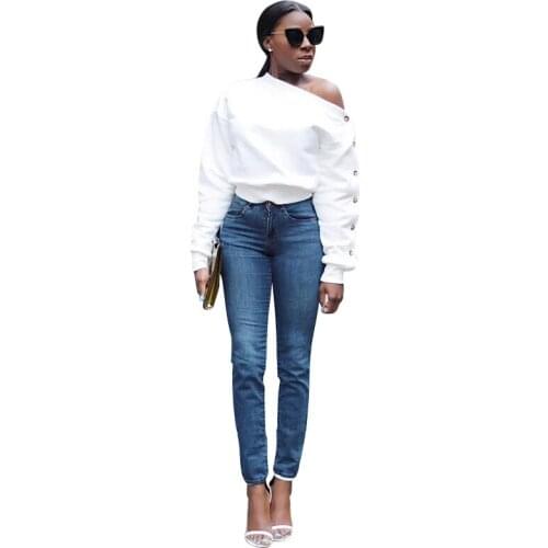 Adogirl Buttoned Long Sleeve Off Shoulder Sweatshirt Pullover Top