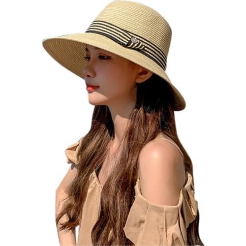Women Sunshade Wide Brims Hat Outdoor Summer Sunscreen Beach Straw Sun Hat Soild Color Beautiful Big Bow Lovely Girls Hat