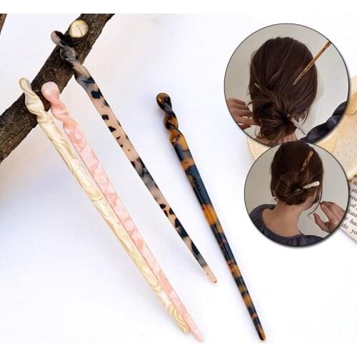 1PC Vintage Acetic Acid Hair Sticks Hairpins Floral Print Barrettes Women Girls Sweet Hair Jewelry Hairgrip Hair Accessories New