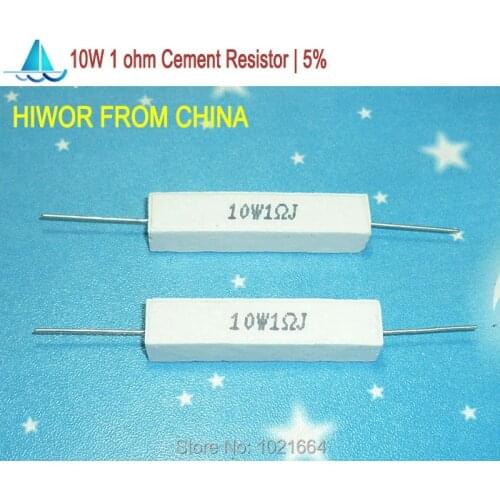 10pcs/lot) 10W 1 ohm Ceramic Cement Power Resistor 1 ohm TOL 5% Resistors