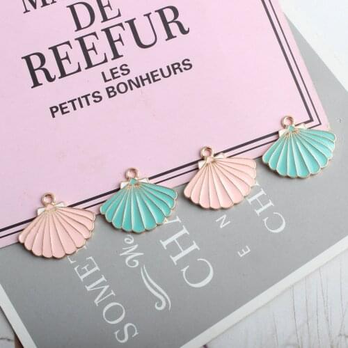 10pcs/lot Cute Charming skirt shell fan Enamel For Jewelry Making Bracelet Charms DIY Findings Necklace Pendant Finding XL826