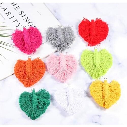 2pcs/lot New 12 Colors Leaf Shape Tassel For Bohemian Style Earrings Making Boho Female Dangle Drop Earrings DIY Accessories