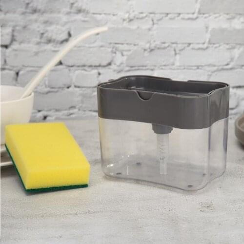 2 in 1 Sponge Box With Double Layer Soap Dispenser Kitchen Plastic Soap Dispenser Sponge Holder Case Boite