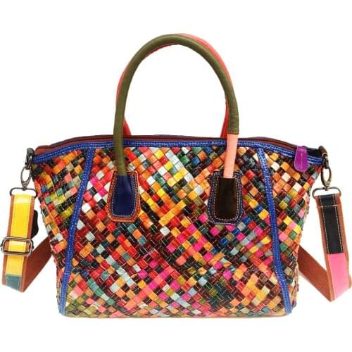 2020 Fashion Leather Woven Handbag Vintage Sheepskin Woven Messenger Bag Lady Handbag Purses and Handbags Hand Bag