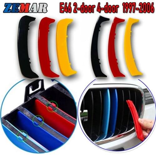 3pcs For BMW E46 Copue 3 Series Touring Compact Accessories ABS Germany Flag Color Car Racing Grill Strips Trim Clip M Power