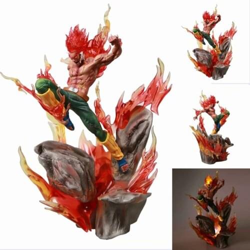 34cm Wih LED Light New Naruto GK Might Guy Eight Doors Armor Illuminated Lights Statue Figure Model Toy Doll