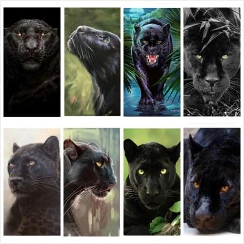 5D Diamond Painting Full Square/Round Animal Black Panther Diamond Mosaic Embroidery Rhinestone Picture Home Decoration