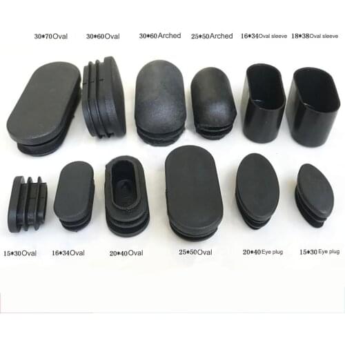 Black Oval Plastic Inner Plug 15*30mm-30*70mm Protection Gasket Dust Seal End Cover Caps For Pipe Bolt Furniture