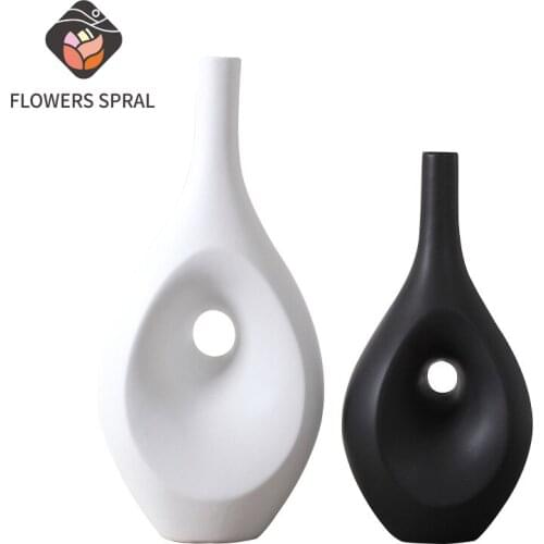 European Style Black And White Vase Decoration Modern Minimalist Home Flower Arrangement Living Room Decoration Vase