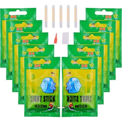 50PCs Fishing Float Light Stick Fluorescent Lightstick Night Float Rod Light Dark Glow Stick Fishing Tackle 4.5*37mm