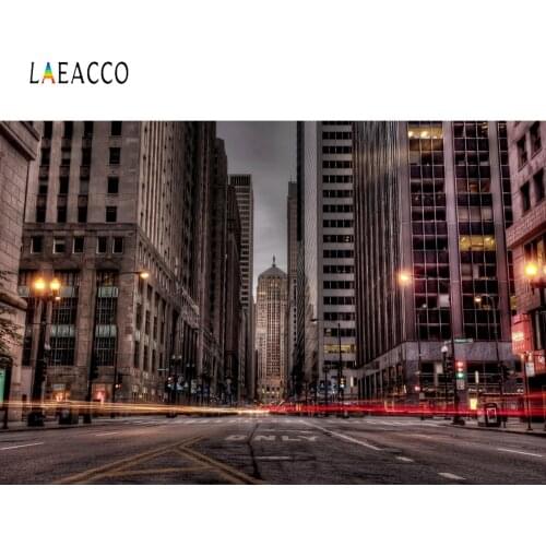 Laeacco Modern Buildings Light Street Night Urban Photography Backgrounds Customized Photographic Backdrops For Photo Studio