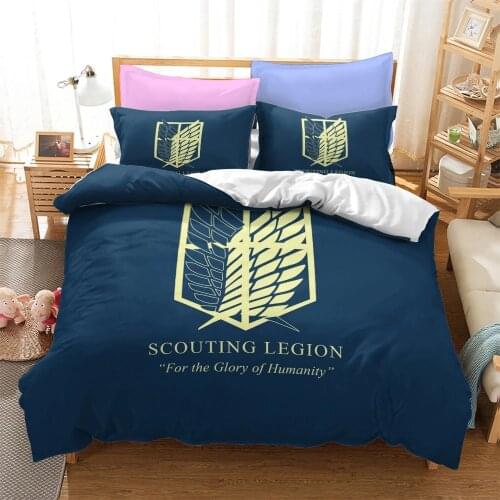 3D Printed Anime Attack on Titan Bedding Set Duvet Cover Pillow Case Comforter Cover Adult Kids Bedclothes Bed Linens Gift