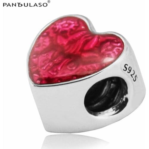 Latin Love Heart Charm Woman DIY Popular Jewelry Fits original 925 Silver Bracelet & Bangle Silver Beads For Jewelry Making