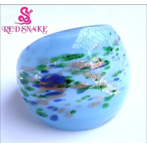 RED SNAKE Fashion Ring Handmade Light blue with Color point Murano Glass Rings