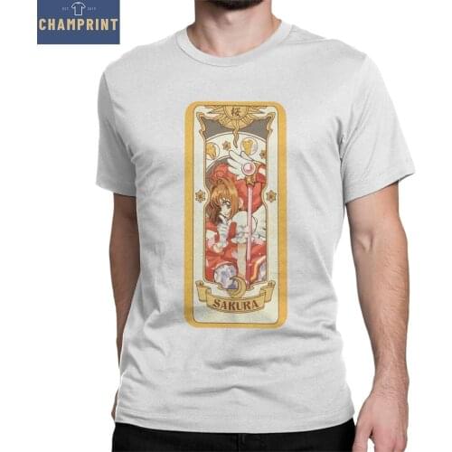 Sakura Kinomoto CardCaptor Sakura T-Shirt Men Awesome Pure Cotton Tees Crew Neck Short Sleeve T Shirts Adult Tops