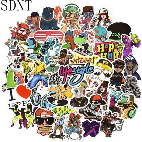 50 PCS Hip Hop Stickers Rap Rock Breaking Pop Culture Graffiti Cool Stickers Waterproof DIY Skateboard Laptop Bike Car Decals
