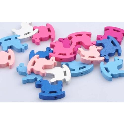 2017 New Mixed Hobbyhorse Pattern Hobbyhorse Wooden Spacer Beads For Jewelry making DIY 23x21mm 50pcs MT1461X